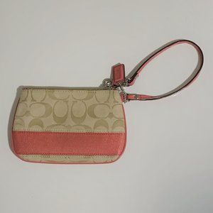 Coach Pink and Gold Monogram Wristlet